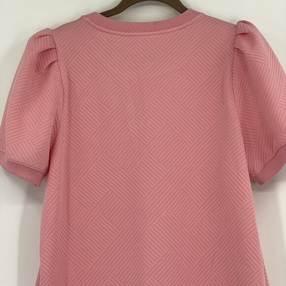 Jodifl Women’s Size M Pink Textured Dress Pockets Short Sleeve Preppy - Picture 11 of 11
